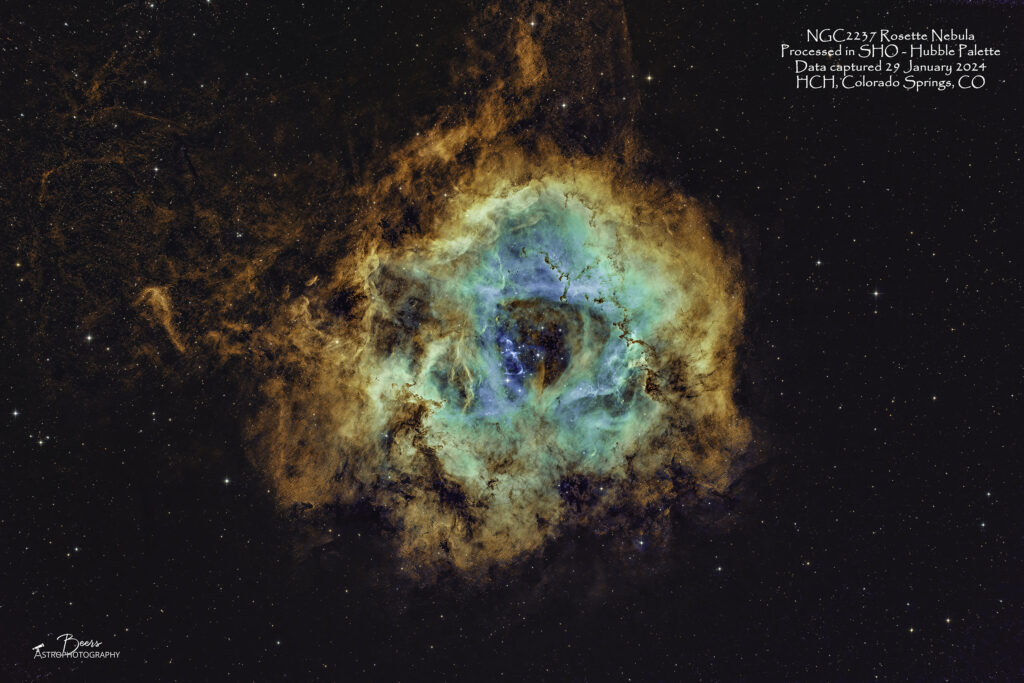 NGC2237 Rosette Nebula Hubble palette SHO