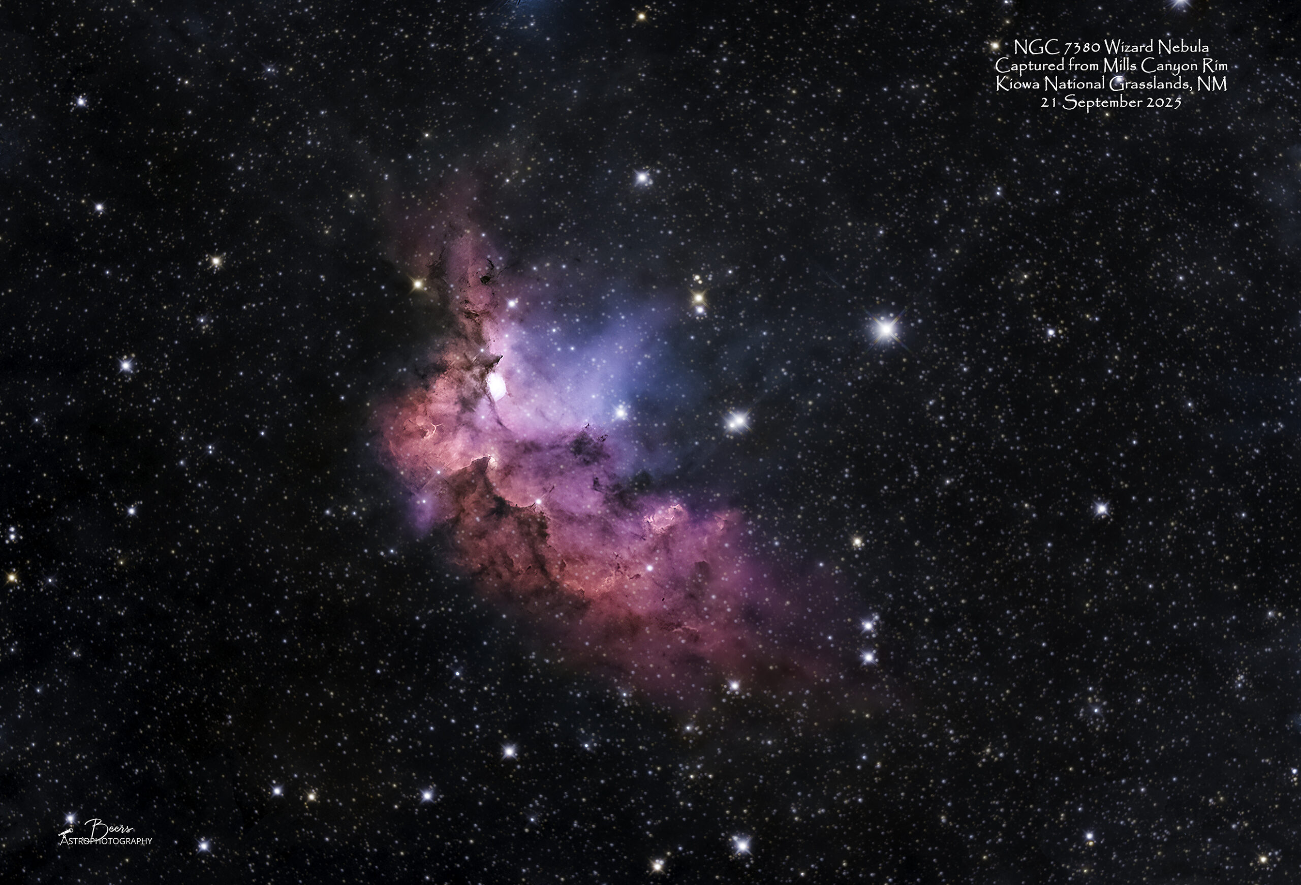 SH2-142/NGC7380 Wizard Nebula & Star Cluster - Beers Astrophotography
